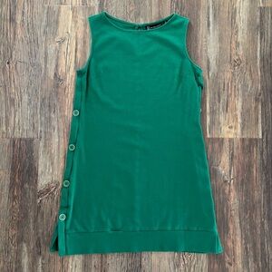 New York & Company Sleeveless Shift Dress Womens M Green Side Buttons Keyhole